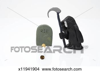 Stock Photo - clay model of 
grim reaper with 
tombstone and 
cigarette,  white. 
fotosearch - search 
stock photos, 
pictures, images, 
and photo clipart