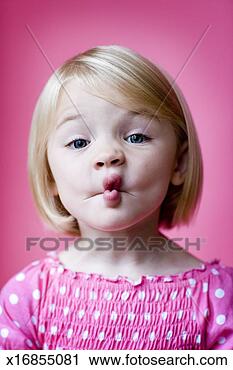 Stock Photography - girl (3-4) pulling 
facial expression, 
portrait, close-up. 
fotosearch - search 
stock photos, 
pictures, images, 
and photo clipart
