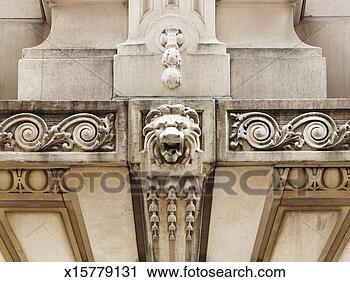 Stock Photography - usa,  new york, 
 close-up of marble 
carved lions head 
on facade of. 
fotosearch - search 
stock photos, 
pictures, images, 
and photo clipart