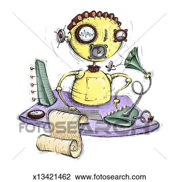 Clip Art - robot receptionist 
using speaker 
phone. fotosearch 
- search clipart, 
illustration, 
drawings and vector 
eps graphics images