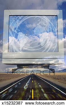 Stock Illustration - road leading to 
computer with 
globe on monitor. 
fotosearch - search 
clipart, illustration, 
drawings and vector 
eps graphics images