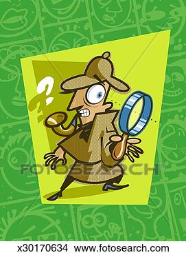 Stock Illustration - detective looking 
through magnifying 
glass. fotosearch 
- search clipart, 
illustration, 
drawings and vector 
eps graphics images