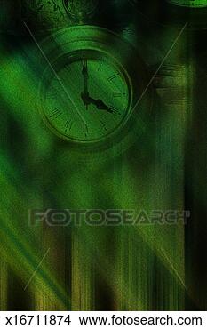 Stock Illustration - clock face on 
green and black 
background. fotosearch 
- search clipart, 
illustration, 
drawings and vector 
eps graphics images