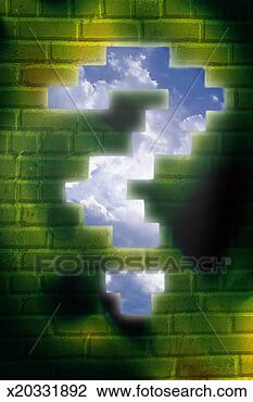 Clip Art - question mark 
in brick wall, 
sky behind. fotosearch 
- search clipart, 
illustration, 
drawings and vector 
eps graphics images