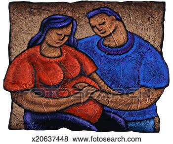 Stock Illustration - pregnant woman 
holding husband's 
hand to her stomach. 
fotosearch - search 
clipart, illustration, 
drawings and vector 
eps graphics images