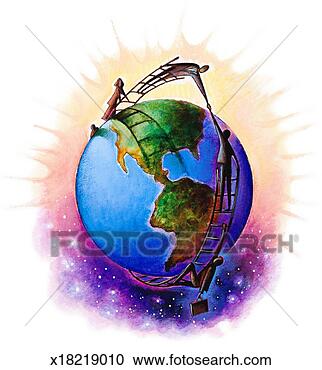 Stock Illustration - people circling 
globe with ladders; 
two men in middle 
reaching and. 
fotosearch - search 
clipart, illustration, 
drawings and vector 
eps graphics images