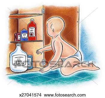 Stock Illustration - baby and open 
cupboard with 
toxic products. 
fotosearch - search 
clipart, illustration, 
drawings and vector 
eps graphics images