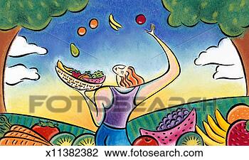 Clip Art - woman in field 
with various fruits 
and vegetables. 
fotosearch - search 
clipart, illustration, 
drawings and vector 
eps graphics images
