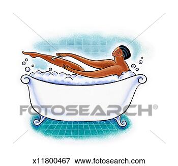 Stock Illustration - woman having bubble 
bath. fotosearch 
- search clipart, 
illustration, 
drawings and vector 
eps graphics images