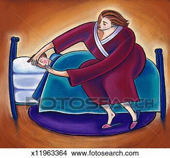 Stock Illustration - woman tucking 
child in bed. 
fotosearch - search 
clipart, illustration, 
drawings and vector 
eps graphics images