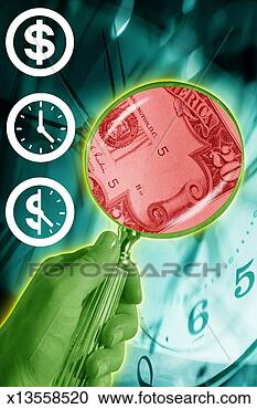 Stock Illustration - hand holding magnifying 
glass, icons in 
background. fotosearch 
- search clipart, 
illustration, 
drawings and vector 
eps graphics images