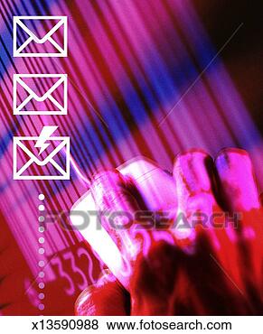 Stock Illustration - hand using mouse, 
mail icons on 
left. fotosearch 
- search clipart, 
illustration, 
drawings and vector 
eps graphics images