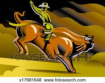 Stock Illustration - cowboy riding 
bull in rodeo. 
fotosearch - search 
clipart, illustration, 
drawings and vector 
eps graphics images