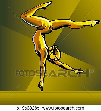Stock Illustration - female gymnast 
on balance beam, 
balancing on fingertip. 
fotosearch - search 
clipart, illustration, 
drawings and vector 
eps graphics images