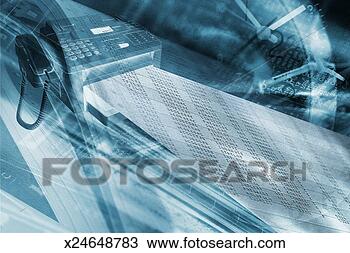 Drawing - composite of fax 
machine, clock 
and computer print 
out. fotosearch 
- search clipart, 
illustration, 
drawings and vector 
eps graphics images