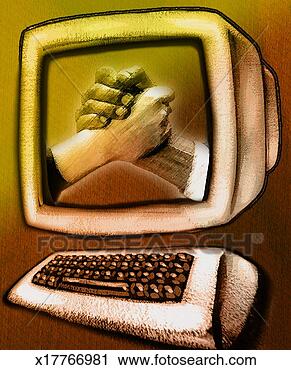 Clipart - handshake on computer 
monitor. fotosearch 
- search clipart, 
illustration, 
drawings and vector 
eps graphics images