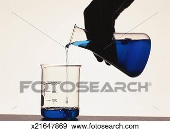 Stock Photograph - a person's hand 
pouring blue fluid 
from a flask into 
a beaker. fotosearch 
- search stock 
photos, pictures, 
images, and photo 
clipart