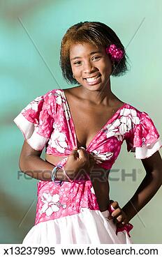 Stock Image - woman in sega costume, mauritius. Fotosearch - Search Stock Photos, Mural Pictures, Photographs, and Photo Clipart