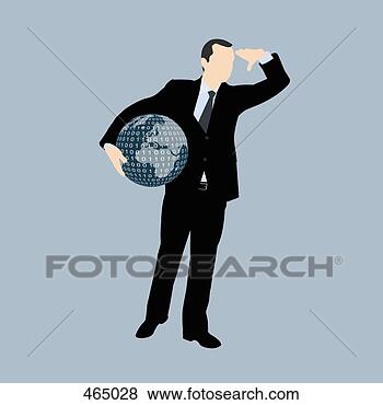 Clip Art - a businessman 
holding a globe 
of the world and 
looking into the. 
fotosearch - search 
clipart, illustration, 
drawings and vector 
eps graphics images