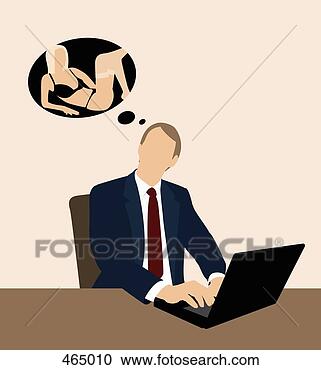 Clipart - a businessman 
working at a desk 
and dreaming of 
a woman in lingerie. 
fotosearch - search 
clipart, illustration, 
drawings and vector 
eps graphics images