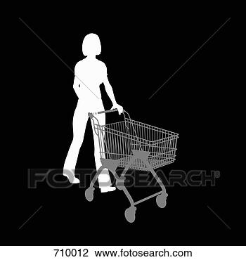 Clip Art - silhouette of 
a woman pushing 
a shopping trolley. 
fotosearch - search 
clipart, illustration, 
drawings and vector 
eps graphics images