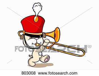 Clip Art - a dog wearing 
a marching band 
hat and playing 
a trombone. fotosearch 
- search clipart, 
illustration, 
drawings and vector 
eps graphics images