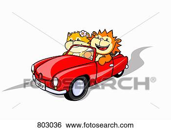 Clip Art - a lion and a cat 
in a convertible 
car. fotosearch 
- search clipart, 
illustration, 
drawings and vector 
eps graphics images