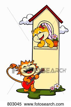 Clipart - a lion serenading 
a cat in a tower. 
fotosearch - search 
clipart, illustration, 
drawings and vector 
eps graphics images