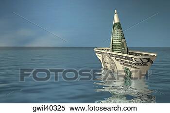 Stock Illustration - american bank 
note in the shape 
of a boat floating 
on water. fotosearch 
- search clipart, 
illustration, 
drawings and vector 
eps graphics images