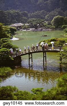 Stock Image - group of people 
walking on a bridge, 
 ritsurin garden, 
 takamatsu. fotosearch 
- search stock 
photos, pictures, 
images, and photo 
clipart