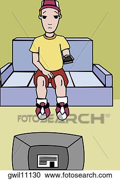 Stock Illustration - boy sitting on 
a couch and watching 
television. fotosearch 
- search clipart, 
illustration, 
drawings and vector 
eps graphics images