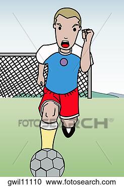 Arquivos de Ilustração - menino, tocando, 
futebol, campo. 
fotosearch - busca 
de ilustrações 
clipeart e desenhos
