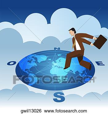 Stock Illustration - side profile of 
a businessman 
walking on a globe. 
fotosearch - search 
clipart, illustration, 
drawings and vector 
eps graphics images