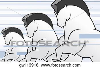 Stock Illustration - three horses running 
in a row. fotosearch 
- search clipart, 
illustration, 
drawings and vector 
eps graphics images
