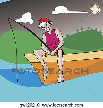 Stock Illustration - man sitting on 
pier fishing. 
fotosearch - search 
clipart, illustration, 
drawings and vector 
eps graphics images