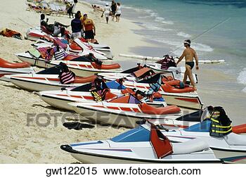 Stock Image - side view of motor 
boats lined up 
on a seashore, 
 crystal palace. 
fotosearch - search 
stock photos, 
pictures, images, 
and photo clipart