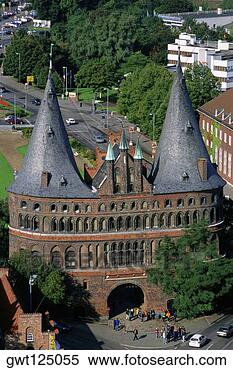 Stock Image - high angle view 
of a building, 
 holsten gate, 
 lubeck. fotosearch 
- search stock 
photos, pictures, 
images, and photo 
clipart