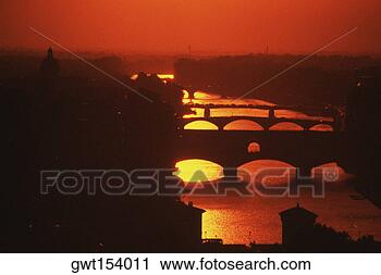 Stock Photography - silhouette of 
an arch bridge 
across a river, 
 ponte vecchio, 
 arno. fotosearch 
- search stock 
photos, pictures, 
images, and photo 
clipart