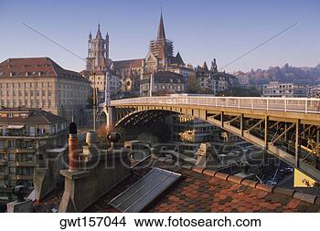 Stock Photo - arch bridge in 
a city, lausanne, 
vaud, switzerland. 
fotosearch - search 
stock photos, 
pictures, images, 
and photo clipart