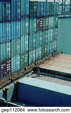 Stock Photo - stacks of containers 
at a shipyard. 
fotosearch - search 
stock photos, 
pictures, images, 
and photo clipart