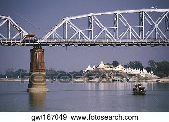 Stock Photograph - bridge across 
a river with a 
pagoda in the 
background,  ava 
bridge. fotosearch 
- search stock 
photos, pictures, 
images, and photo 
clipart