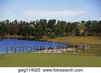 Arquivo de Fotografias - golfe,  bandeira, 
 golfe,  curso. 
fotosearch - busca 
de fotos, imagens 
e clipart