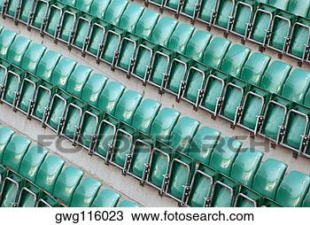 Banco de Imagem - alto,  ângulo, 
 vista,  vazio, 
 verde,  cadeiras, 
 estádio. fotosearch 
- busca de fotos, 
imagens e clipart