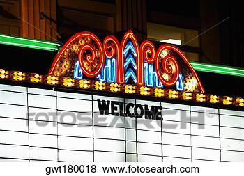 Stock Photo - close-up of a 
theater marquee 
lit up at night, 
 charleston,  
south. fotosearch 
- search stock 
photos, pictures, 
images, and photo 
clipart