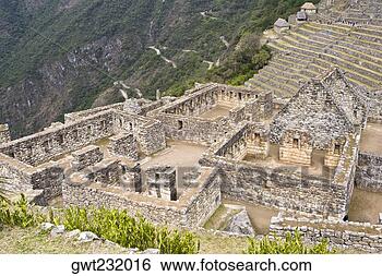 Stock Photo - high angle view 
of ruins on mountains, 
 machu picchu, 
 cusco region. 
fotosearch - search 
stock photos, 
pictures, images, 
and photo clipart