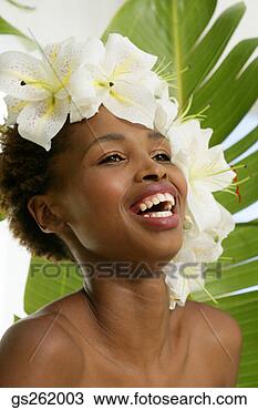 Banco de Imagem - mulher,  flores, 
 dela,  cabeça. 
fotosearch - busca 
de fotos, imagens 
e clipart