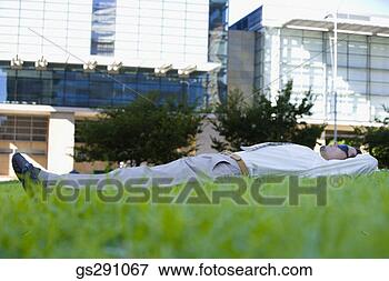 Picture - businessman lying 
down outdoors. 
fotosearch - search 
stock photos, 
pictures, images, 
and photo clipart