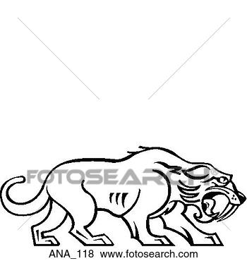 Clip Art - sabre tooth tiger. 
fotosearch - search 
clipart, illustration, 
drawings and vector 
eps graphics images