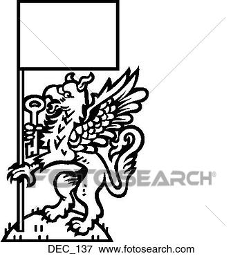 Clip Art - flag bearing griffon. 
fotosearch - search 
clipart, illustration, 
drawings and vector 
eps graphics images