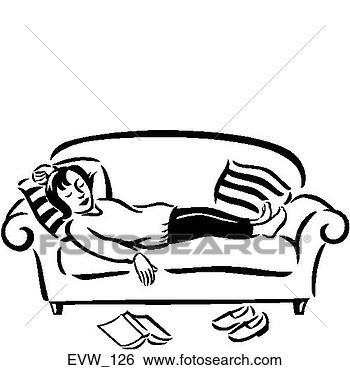Clip Art - asleep on the 
couch. fotosearch 
- search clipart, 
illustration, 
drawings and vector 
eps graphics images